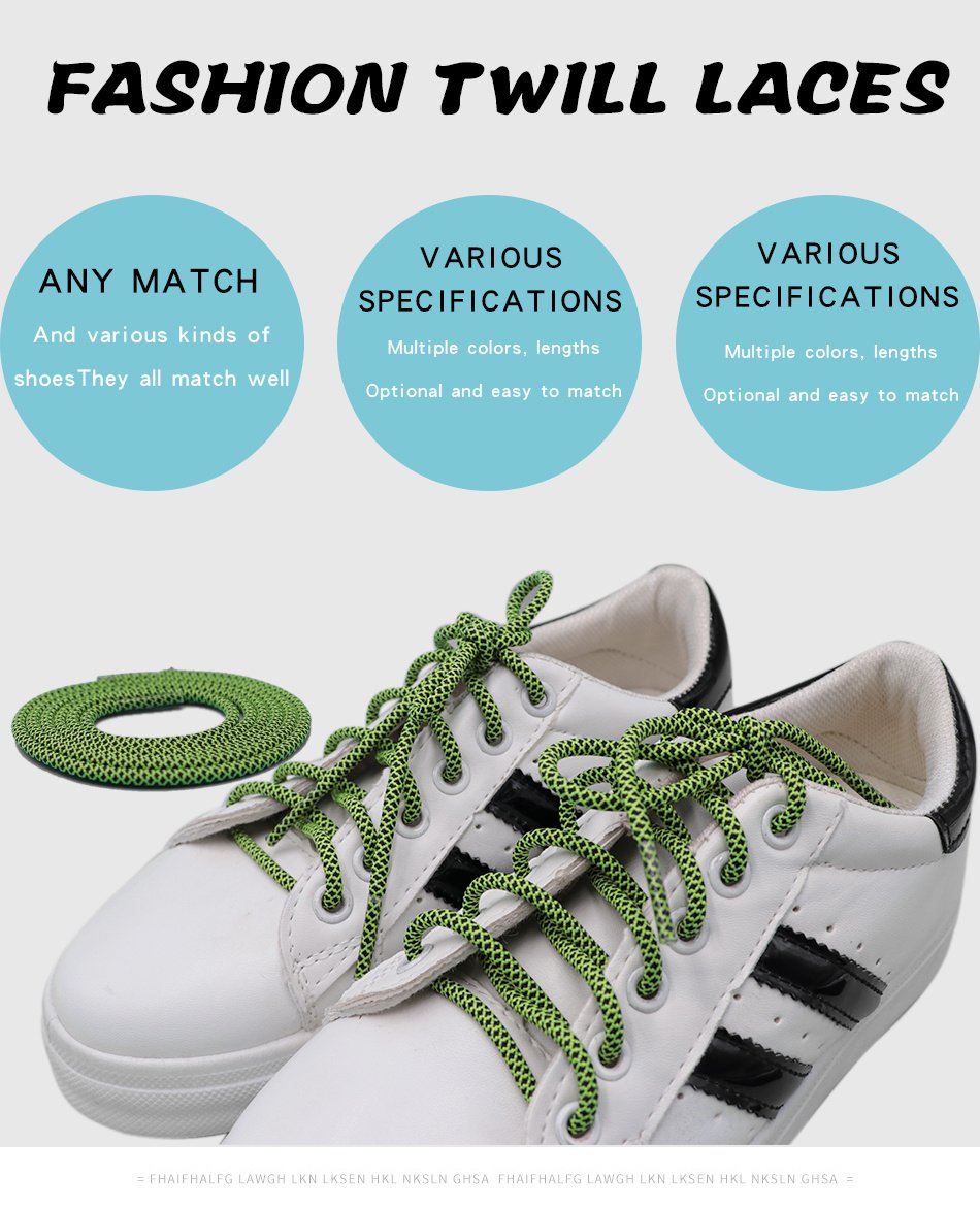 3MM Vogue Shoe Accessories Nice Polyester Shoelaces Green Yellow Youth Ropes For Young Guys Street