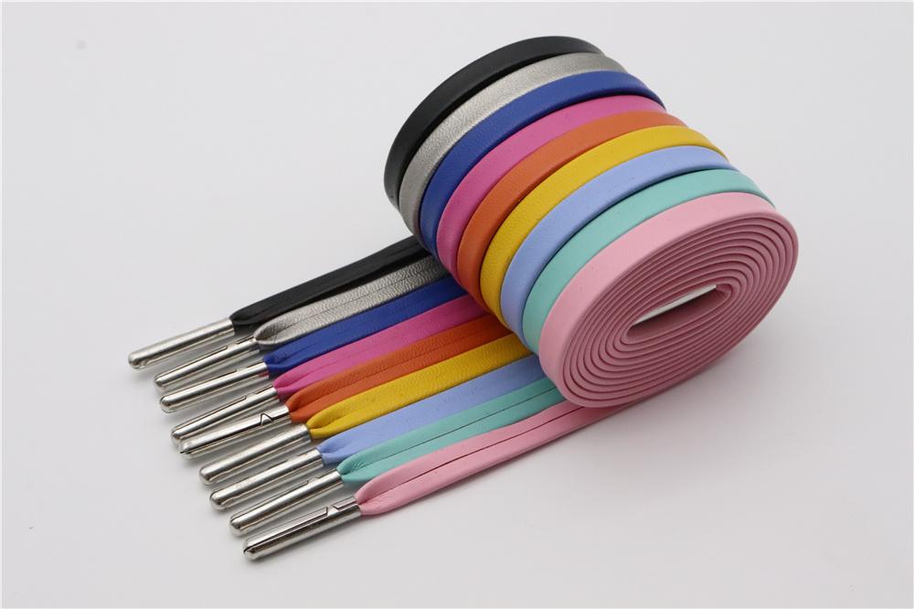 7MM Strong Surface PU Leather Top Quality Shoelaces Whole Production For Custom Bulk Order Drop