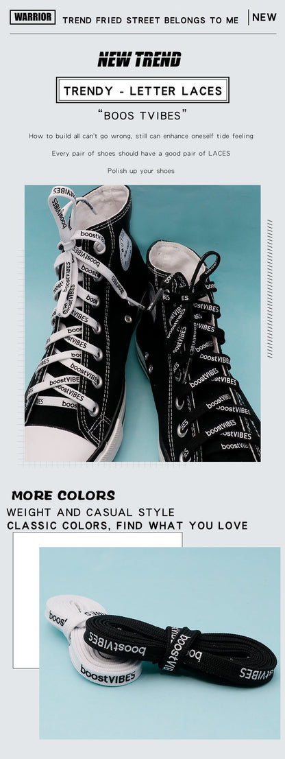 7MM boostVIBES Silk Screen Letter Printing 2021 Trendy Casual Shoelace Luxury Material Consist