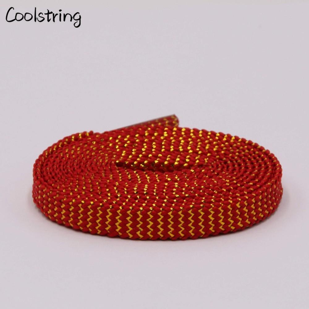 Cool 0.7cm Two Colors Mixed Shiny Gold And Silver Thread Sport Sneakers Flat Shoelaces Bootlaces