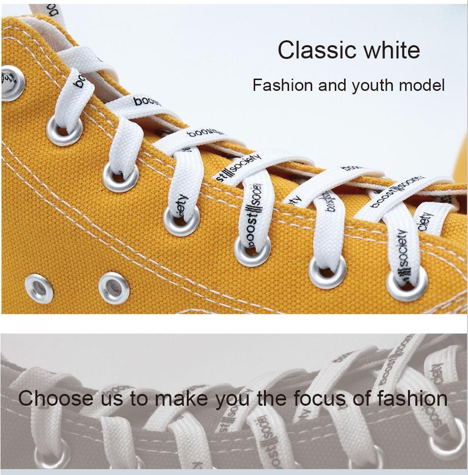 7MM  "boos society" Letter Silk Printing White Black Shoelaces изи буст кроссовки Flat Ropes Easy