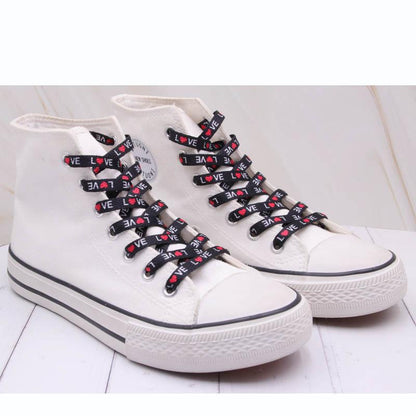 7mm Thermal Transfer Bootlace Flat Single Layer Network Laces With Printing Sublimated Love
