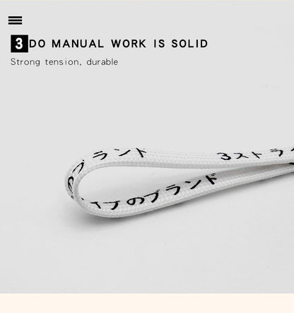 Double Polyester Silk Screen Luminous Night Glow Laces With Black Japanese Katakana Absorb Sunlight