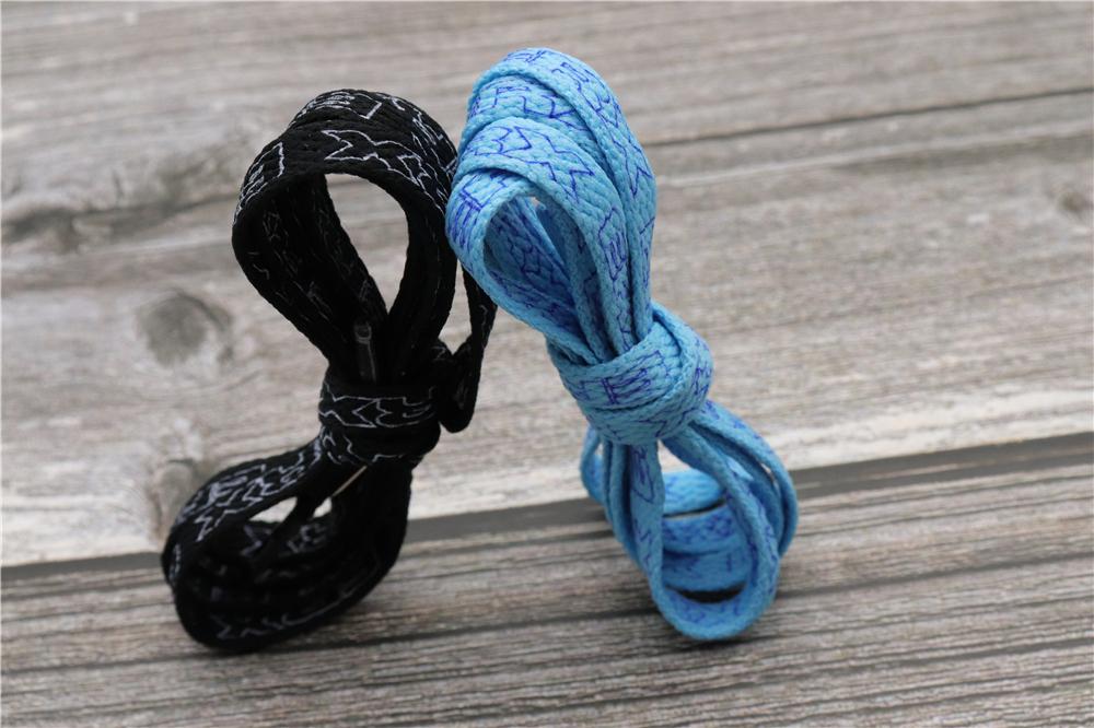 7MM Black-White Blue-Sapphire "ERX" Letter Printing Shoelaces Women Sneaker 2021 Canvas Ropes Flat