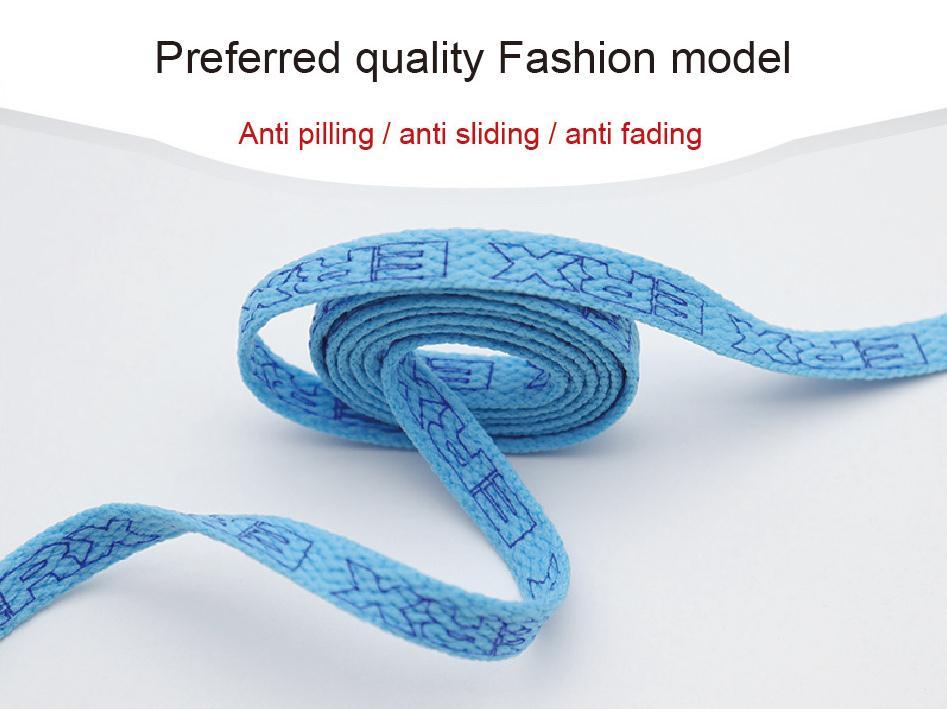 7MM Black-White Blue-Sapphire "ERX" Letter Printing Shoelaces Women Sneaker 2021 Canvas Ropes Flat