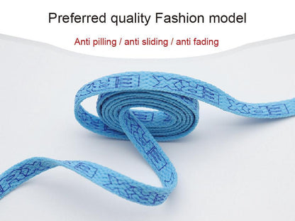 7MM Black-White Blue-Sapphire "ERX" Letter Printing Shoelaces Women Sneaker 2021 Canvas Ropes Flat