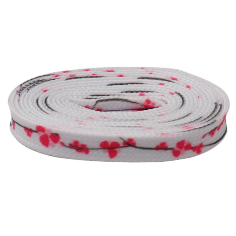 7MM Floral Heat Transfer Printing Shoe Laces Top Accessory Sneaker Women White Red Stamp Pretty Cord
