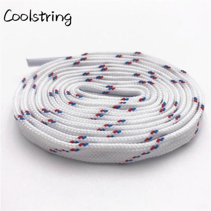 Best Shoe Accessories 7MM White Shoelaces With Red and Blue Spots Flat Easy Laces Fashion Youth