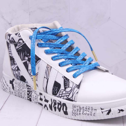 6 Colors Flat Snakeskin Snake Shoe Laces Luxury PU Leather LE ShoeLaces With Gold Metal Aglets For