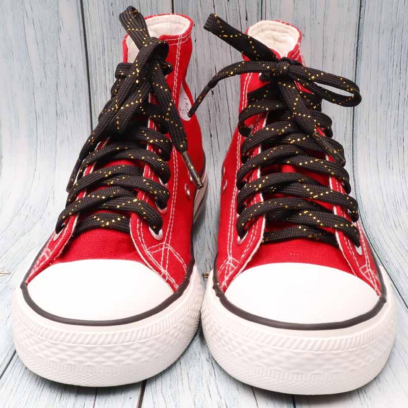 8MM Charmed Metallic Yarn Laces Shining White Black Shoelaces Trendy Women Sneaker Boot Canvas Sport