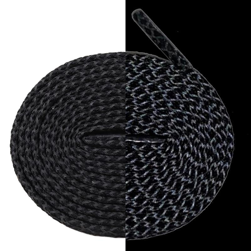 Weiou Unisex Sport Sneaker Canvas Leisure Shoelace 7mm Flat 3M Reflective Shoe Lace Black And White