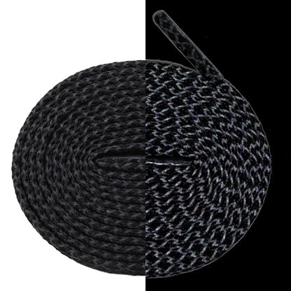 Weiou Unisex Sport Sneaker Canvas Leisure Shoelace 7mm Flat 3M Reflective Shoe Lace Black And White