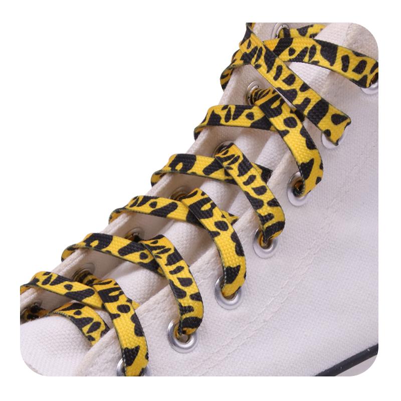 Fashion Trend 7mm Polyester Digital Printed Leopard Flat Sports Laces Thermal Transfer Shoelaces