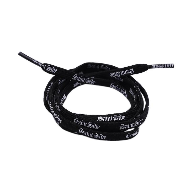7MM Saint Side White Black Letter Flat Type Waist Laces Men Women Sneaker Ropes Boots Canvas Casual