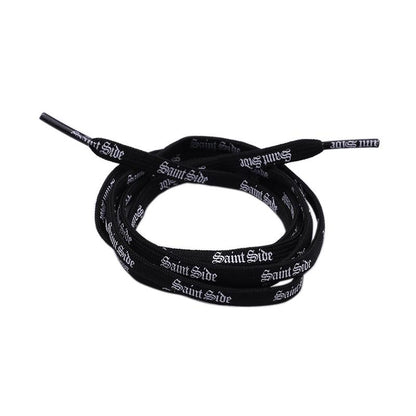 7MM Saint Side White Black Letter Flat Type Waist Laces Men Women Sneaker Ropes Boots Canvas Casual