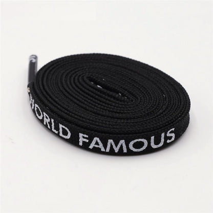 7MM "WORLD FAMOUS" Silk Screen Letter Printing Laces Red White Black For Casual Canvas Running Sport