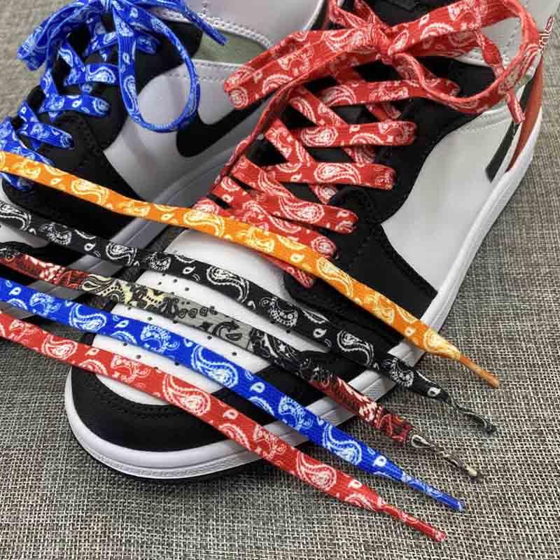 Jumpman Mid Cashew Flowers Shoelace 5 Colors Women Men Hand-painted AF1 Dunks Basketball Shoes