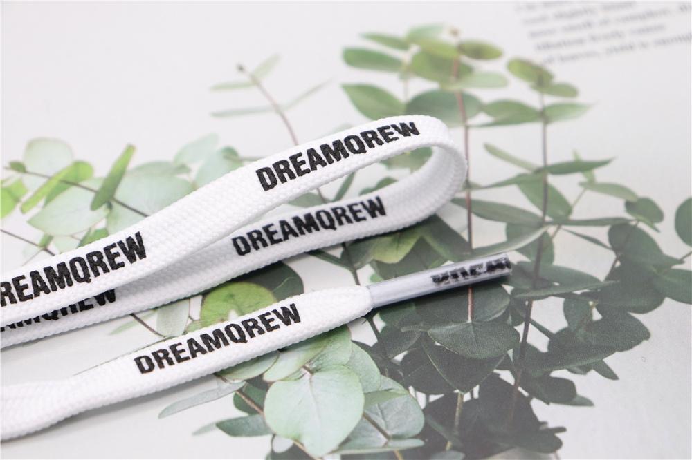 8MM Double Layer Stronger Polyester Shoelaces "DREAMQREW" Letter Printing Unisex For Canvas Boots