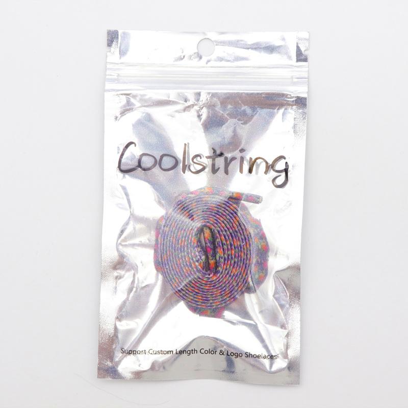 1 Pair 8MM Flat Type Purple Small Floral Pattern Heat Transfer Printing Lady's Dress Shoelaces Nice