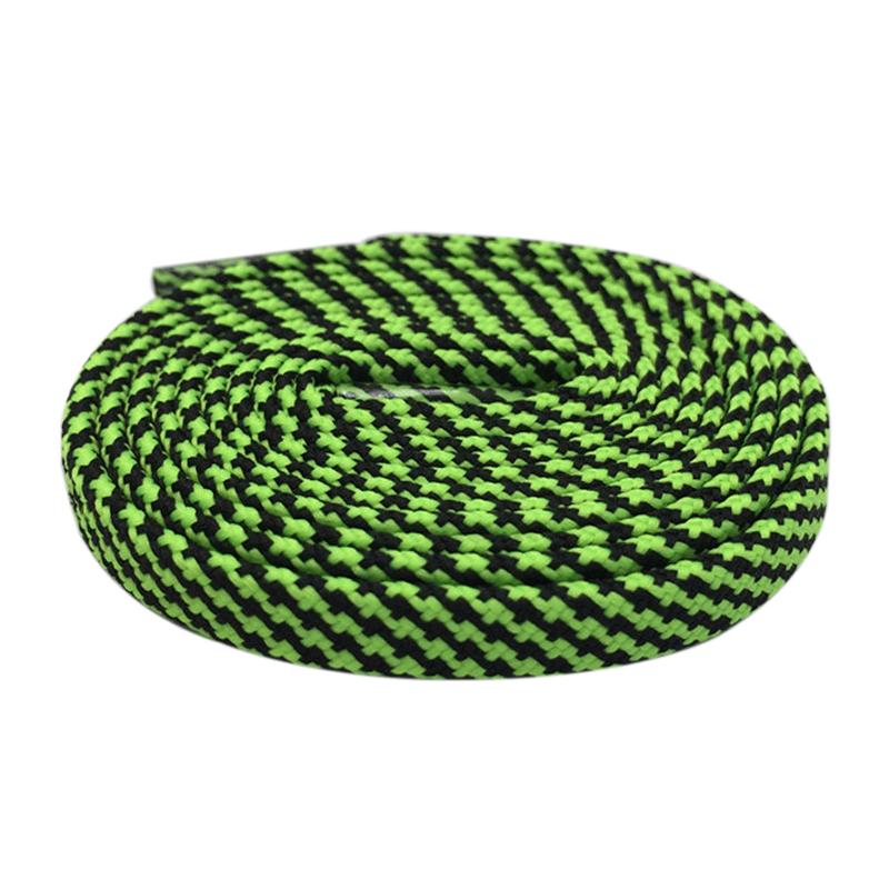 7mm Premium Black-Green Striped Flat Polyester Shoelaces For Boots lacet Casual Canvas Sneaker Easy