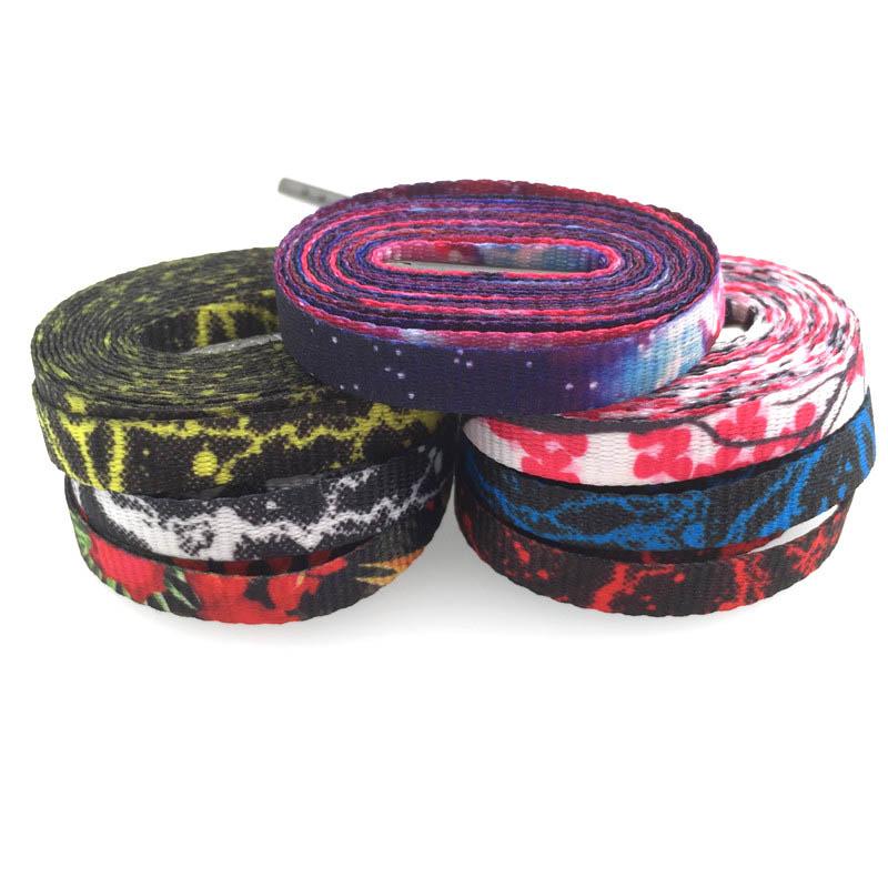 6 Designs Hot Shoestring with Tips Printing Flat Galaxy 60-180cm Shoelaces For Dress Shoes