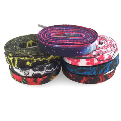 6 Designs Hot Shoestring with Tips Printing Flat Galaxy 60-180cm Shoelaces For Dress Shoes