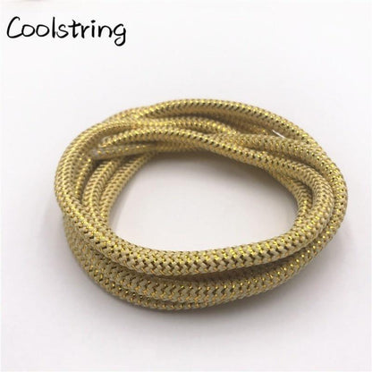 10 Colors Wavy Black Gold White Silver Metallic Thread Shoe Laces Glitter Shimmering Bootlaces For