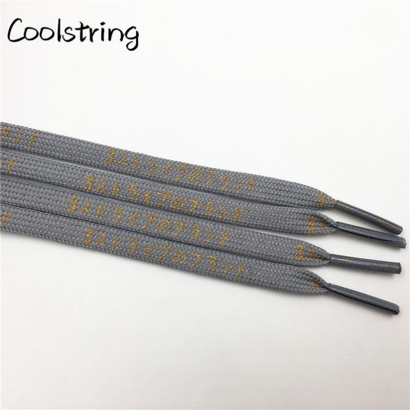 Cool 7mm Printed Hiragana Japanese Katakana Letter Shoe Laces Silk Printing Bootlaces Black Red Gold