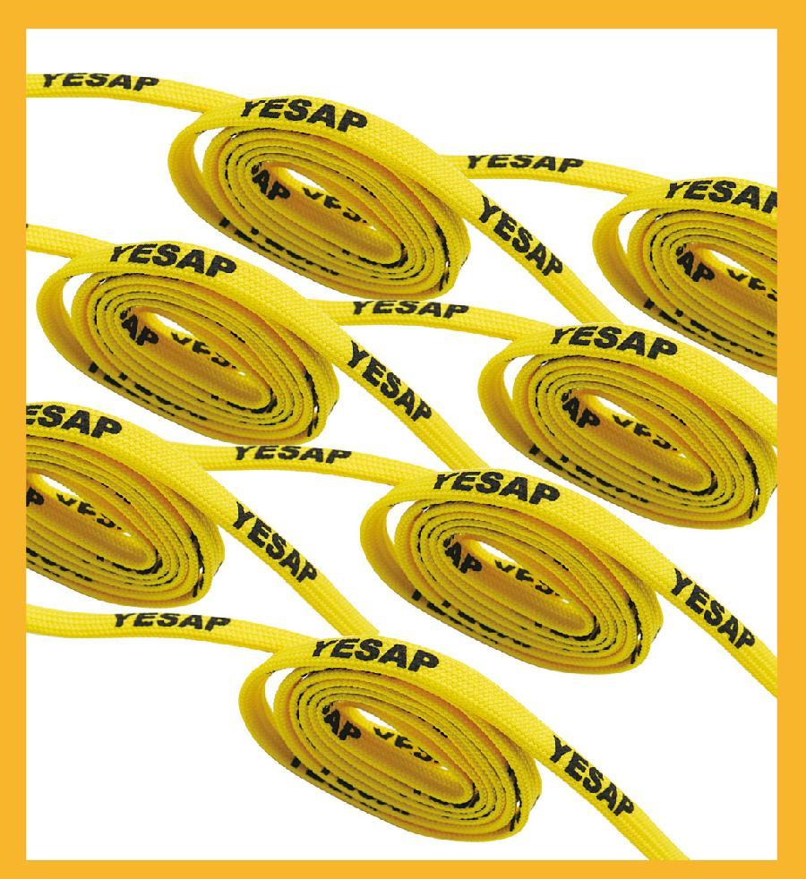 7MM Superior Shoe Accessory Silk Screen Yellow Black Letter Printing Unisex Canvas Shoelaces