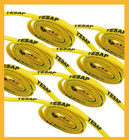 7MM Superior Shoe Accessory Silk Screen Yellow Black Letter Printing Unisex Canvas Shoelaces