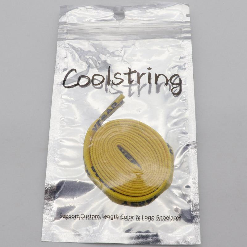 7MM Superior Shoe Accessory Silk Screen Yellow Black Letter Printing Unisex Canvas Shoelaces