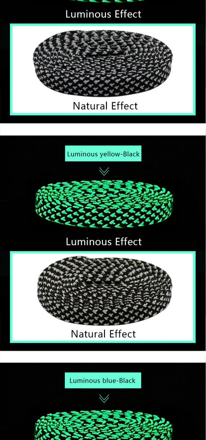 7MM Pro Bright Luminous Lace Flat Shape Neon Shoelace Nice Glow In Dark For Trendy Youth Street
