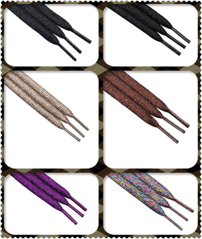 7MM Metallic Yarn Calm & Restrained Color Combination Flat Laces Pretty Glitter Lacets For Leather