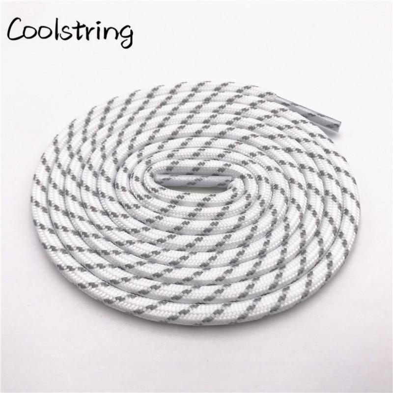 Round Striped Rope Laces Beige White Bootlaces Polyester Shoelace Shoestring For Roller Skates