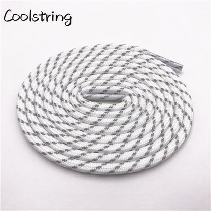 Round Striped Rope Laces Beige White Bootlaces Polyester Shoelace Shoestring For Roller Skates