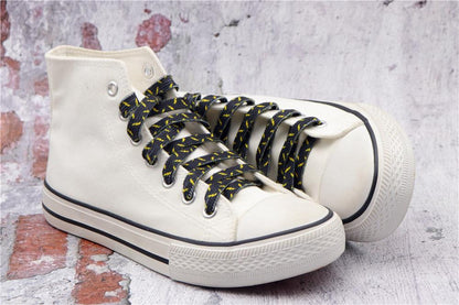 8MM Wide Shoe Accessories Black&Yellow Lighting Heat Transfer Printing Flat Laces Canvas Boots