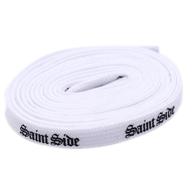7MM Saint Side White Black Letter Flat Type Waist Laces Men Women Sneaker Ropes Boots Canvas Casual