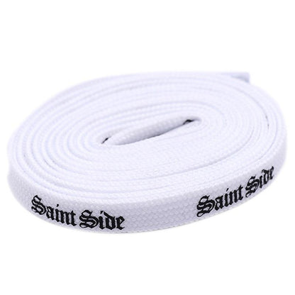7MM Saint Side White Black Letter Flat Type Waist Laces Men Women Sneaker Ropes Boots Canvas Casual