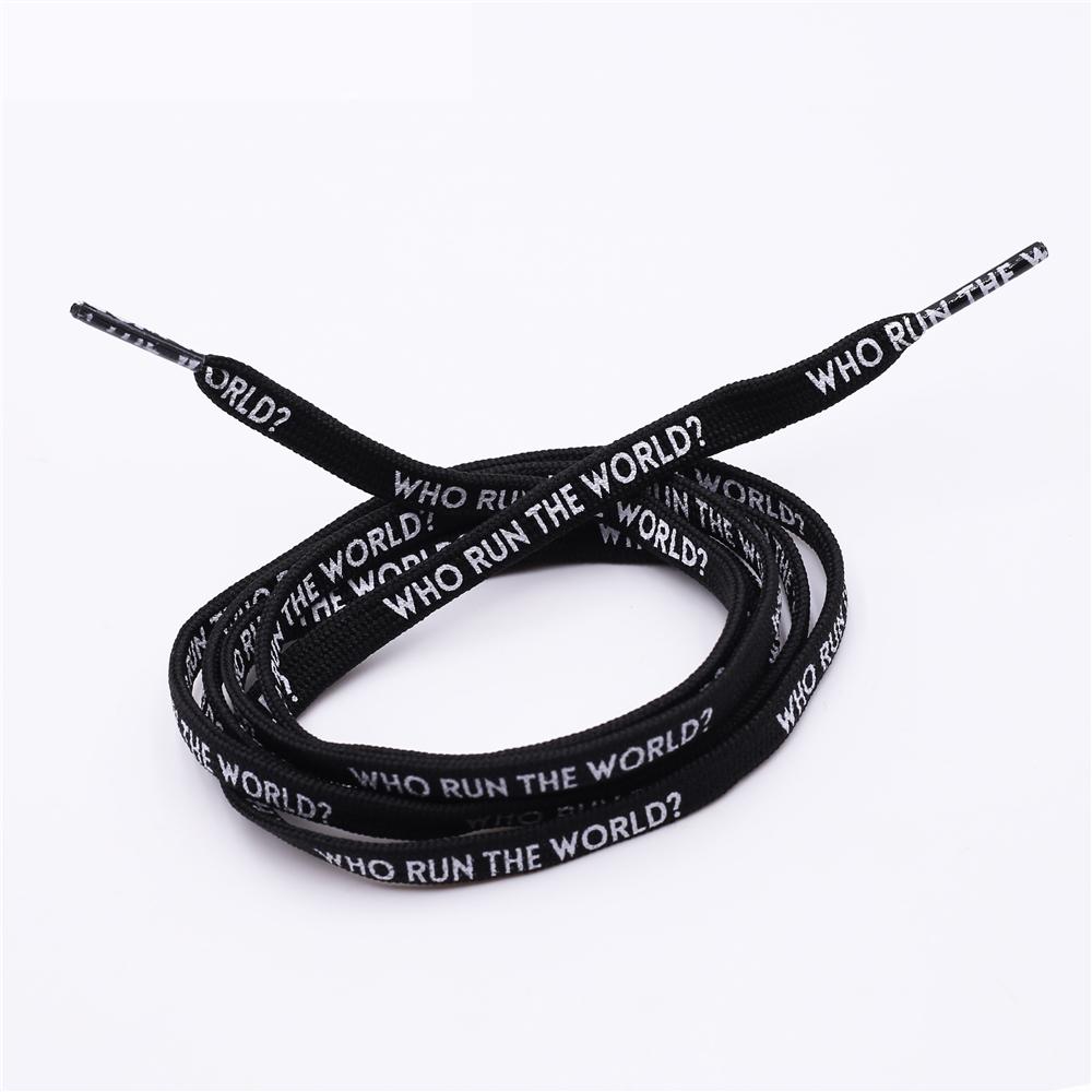 7MM Shoe Accessories Silk Screen Letter Printing Basketball Canvas Boots Falt Laces Lady Charmed