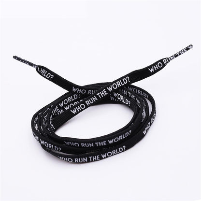 7MM Shoe Accessories Silk Screen Letter Printing Basketball Canvas Boots Falt Laces Lady Charmed