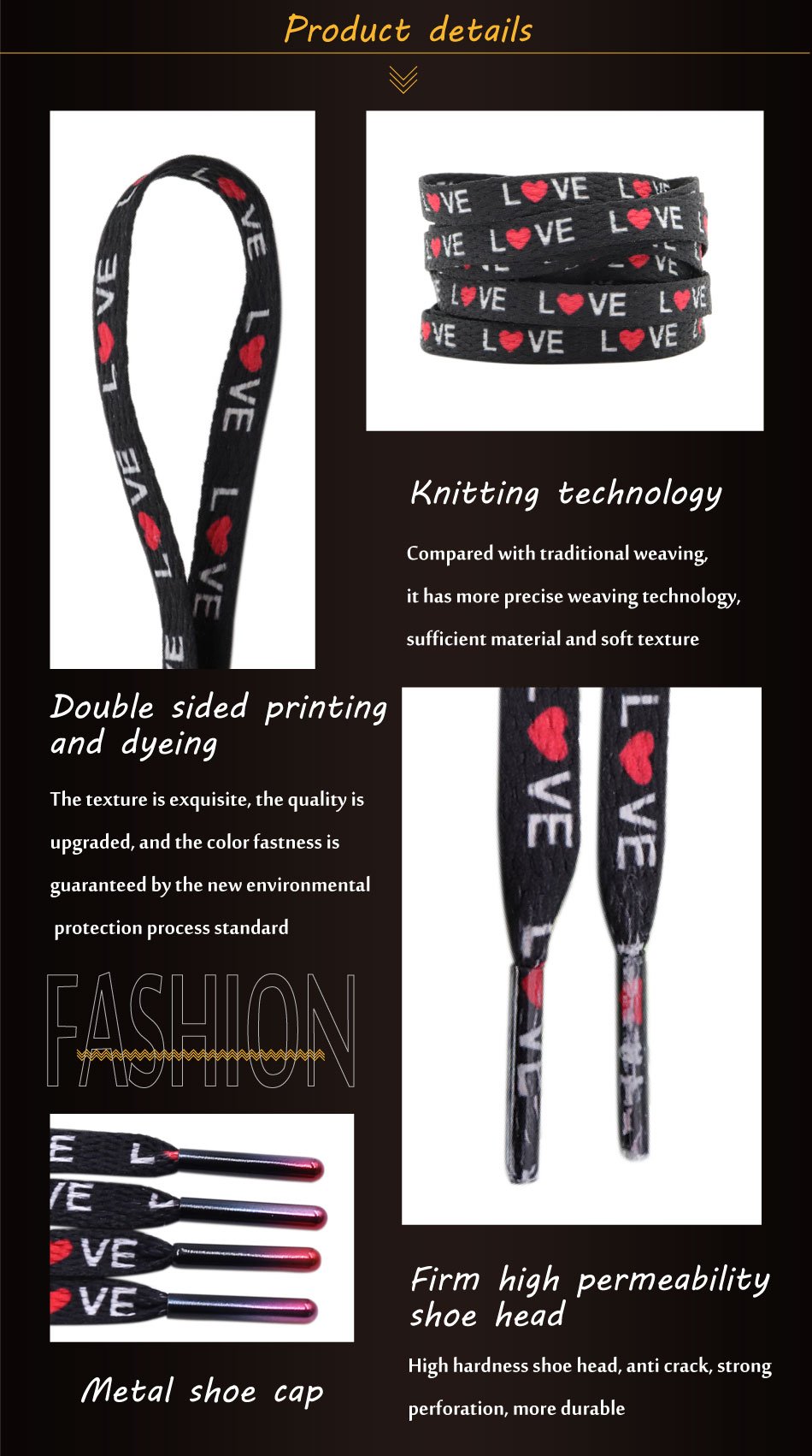 7mm Thermal Transfer Bootlace Flat Single Layer Network Laces With Printing Sublimated Love