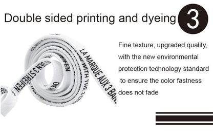 7MM Black White Font Printing Casual Flat Shoelaces Trendy Laces For Men Women Sneaker 2021  Boots
