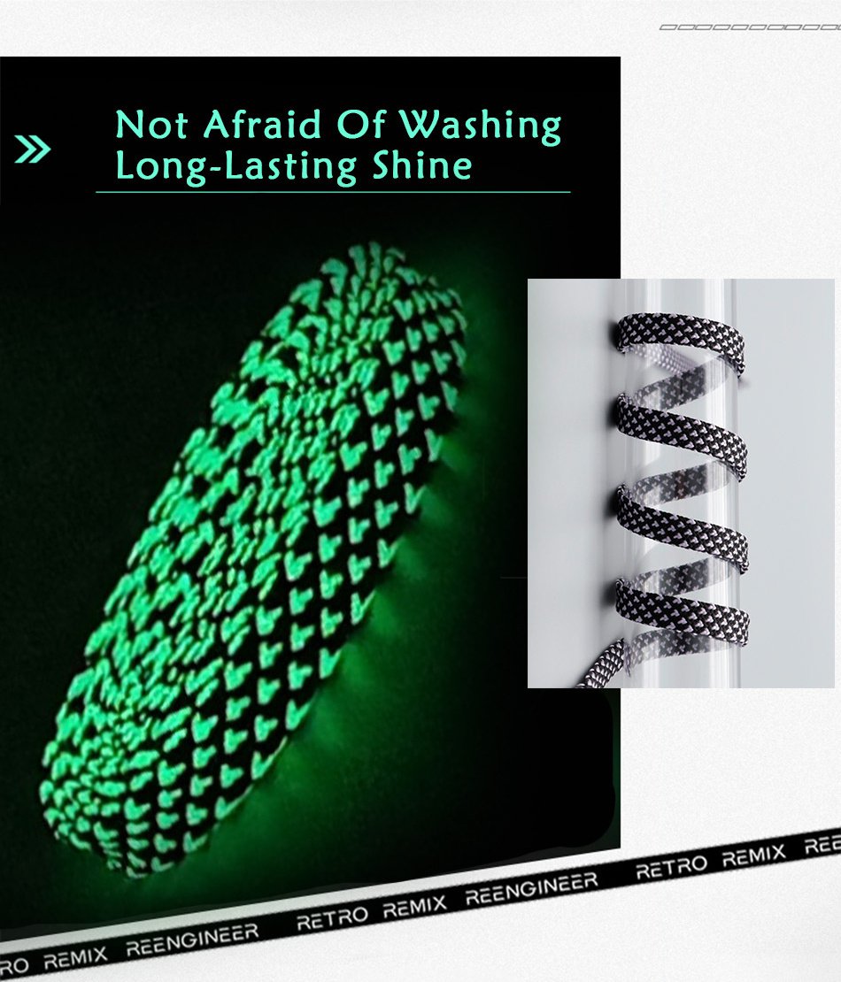 7MM Pro Bright Luminous Lace Flat Shape Neon Shoelace Nice Glow In Dark For Trendy Youth Street