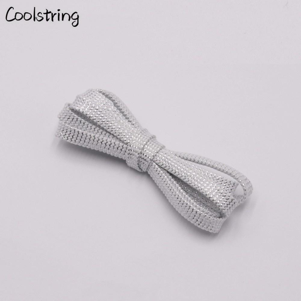 Cool 0.7cm Two Colors Mixed Shiny Gold And Silver Thread Sport Sneakers Flat Shoelaces Bootlaces