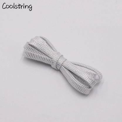 Cool 0.7cm Two Colors Mixed Shiny Gold And Silver Thread Sport Sneakers Flat Shoelaces Bootlaces