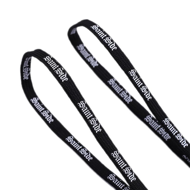 7MM Saint Side White Black Letter Flat Type Waist Laces Men Women Sneaker Ropes Boots Canvas Casual