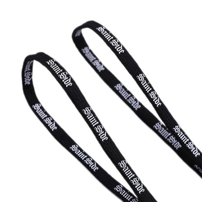 7MM Saint Side White Black Letter Flat Type Waist Laces Men Women Sneaker Ropes Boots Canvas Casual