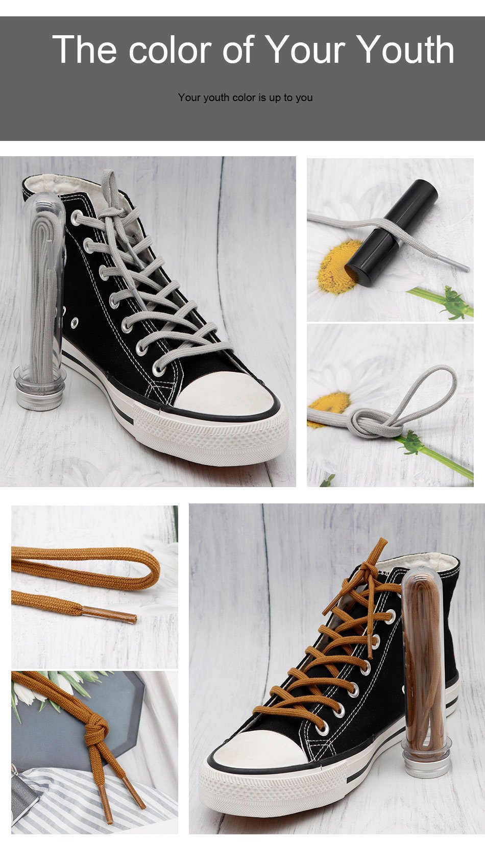 6MM Classic Shoe Accessory Double Layer Polyester Flat Shape Shoelaces 7 Colours For Canvas Boots