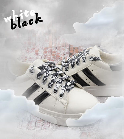 8MM Flat Type Shoe Accessories Wide Canvas Ropes Top Waist Laces Sneakers Women Men Black White Easy