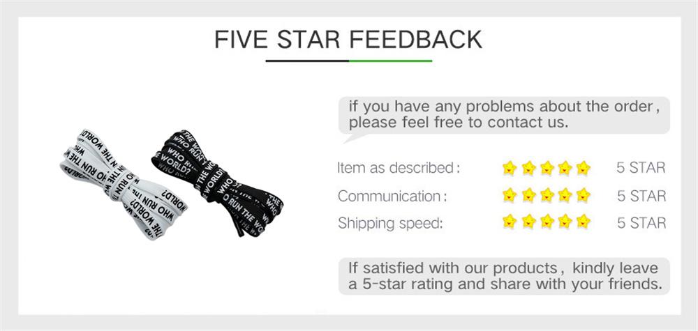 7MM WHO RUN THE WORLD Text Silk Screen Printing Plain Shoelaces White Black Draw Laces Men Women